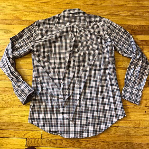 Peter Millar Shirt Mens Medium Plaid Long Sleeve Button Up Red Blue - Picture 3 of 6